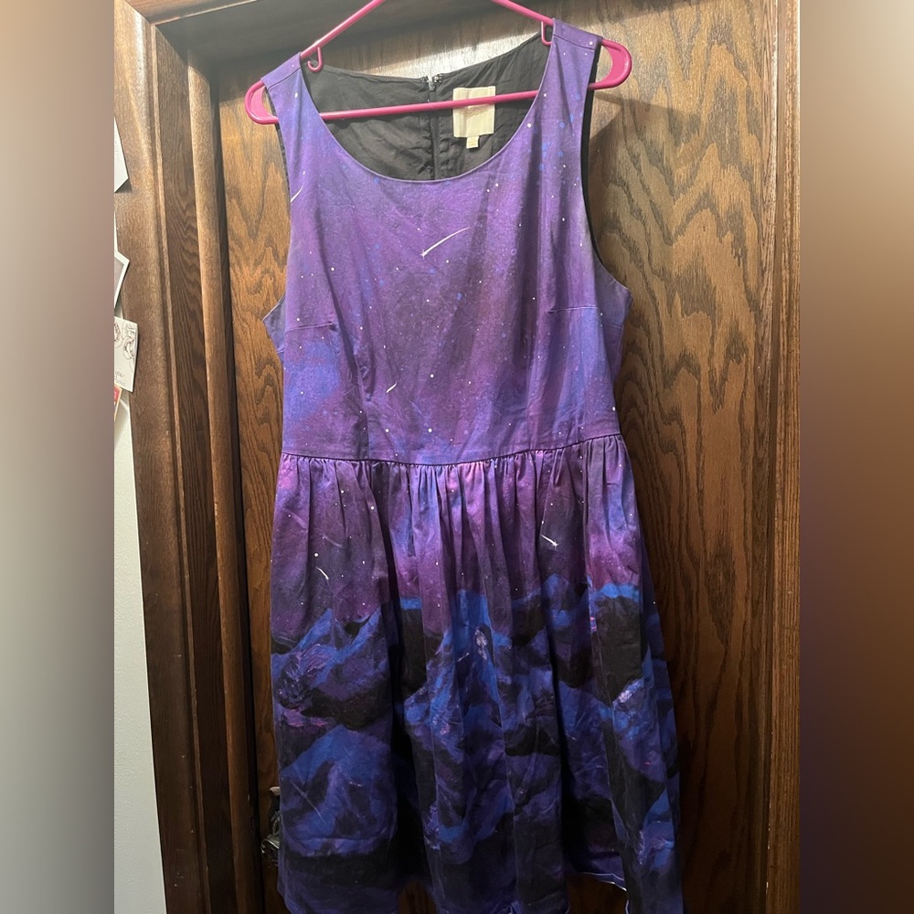 Modcloth Purple Mountains Starry Sky Dress 1X